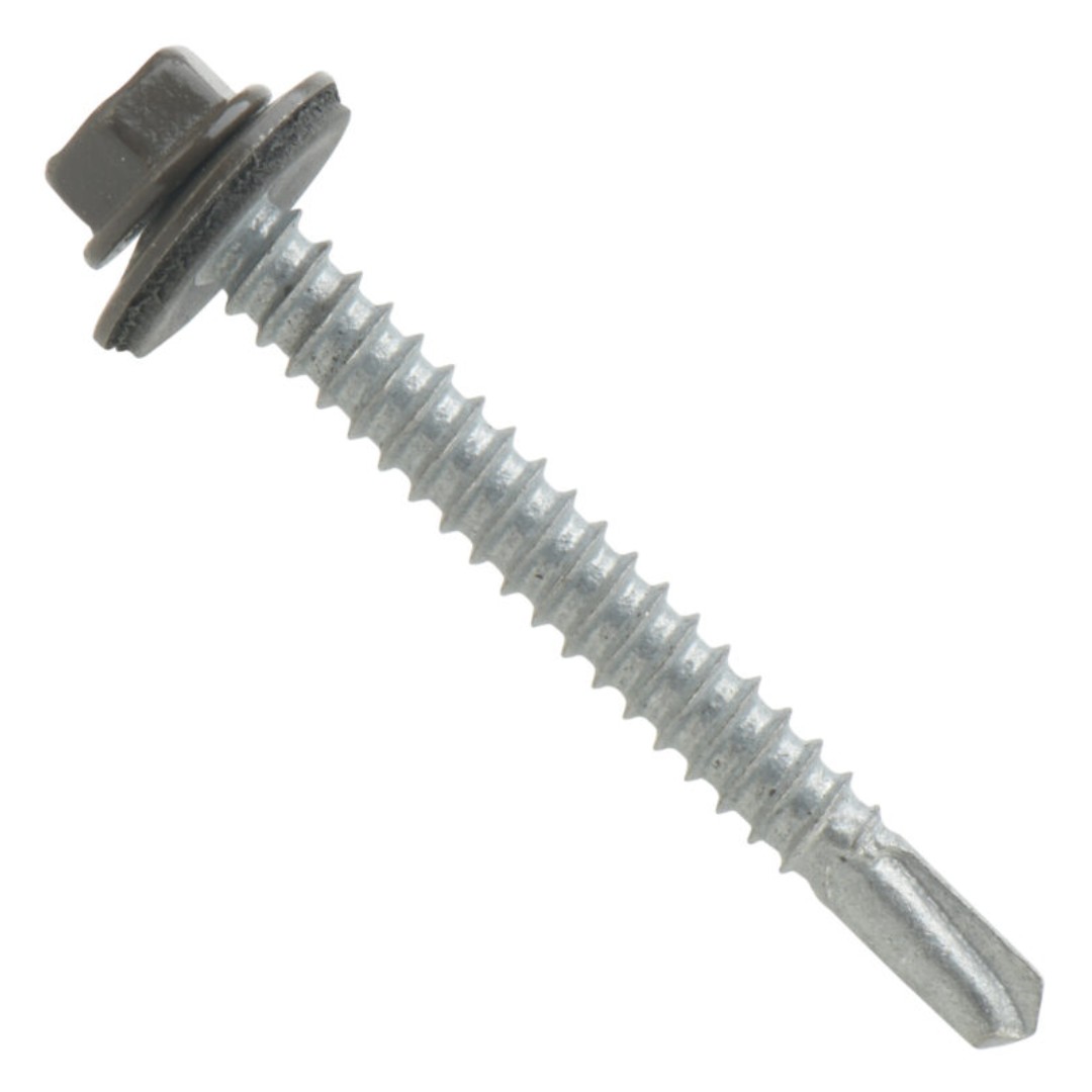 Roofing Screws, MetalGrip™, T5, Self Driller, Galvanized Steel, Bronze, #12