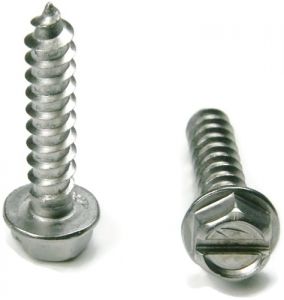 Sheet Metal Screws, Slotted Hex Washer Head, Stainless Steel 18-8, #6
