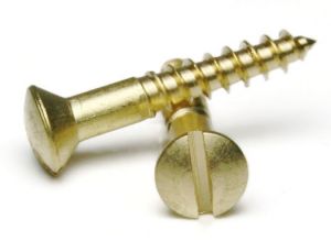 Wood Screws, Slotted Oval Head, Brass, #8-15