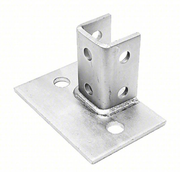 Rectangular Strut Post Base Flush, 8 Hole, For Unistrut Channel, 6" x 4" x 3-1/2" Leg