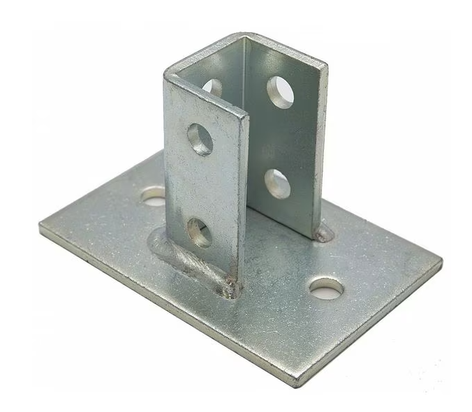 Rectangular Strut Post Base, 8 Hole, For Unistrut Channel, 6" x 4" x 3-1/2" Leg