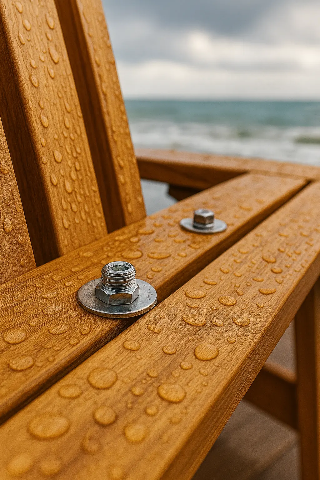 Outdoor furniture with stainless steel fasteners