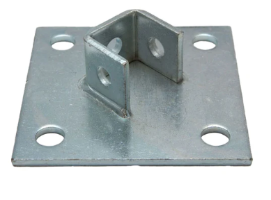 Square Strut Post Base Angled Short, For Unistrut Channel, 7 Hole, 6" x 6" x 1-5/8" Leg