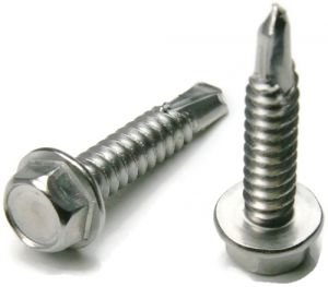 Sheet Metal Screws, Hex Washer Head, Self Drilling TEK 2, 410 Stainless Steel, #6-20