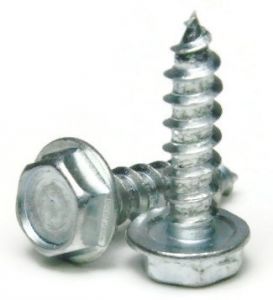 Sheet Metal Screws, Hex Washer Head, Zinc Plated Steel, #10