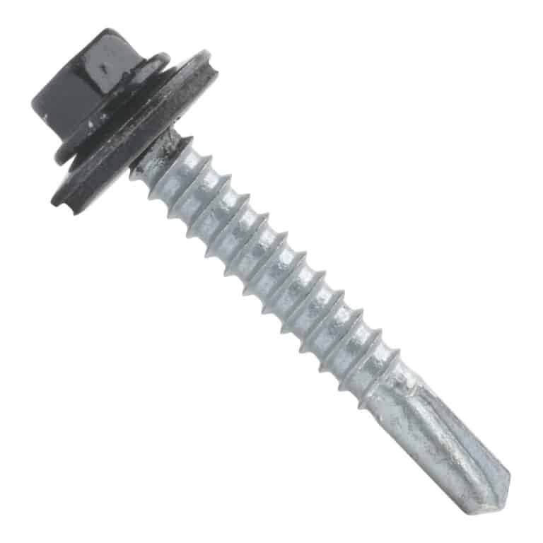 Roofing Screws, MetalGrip™, T5, Self Driller, Galvanized Steel, Black, #12