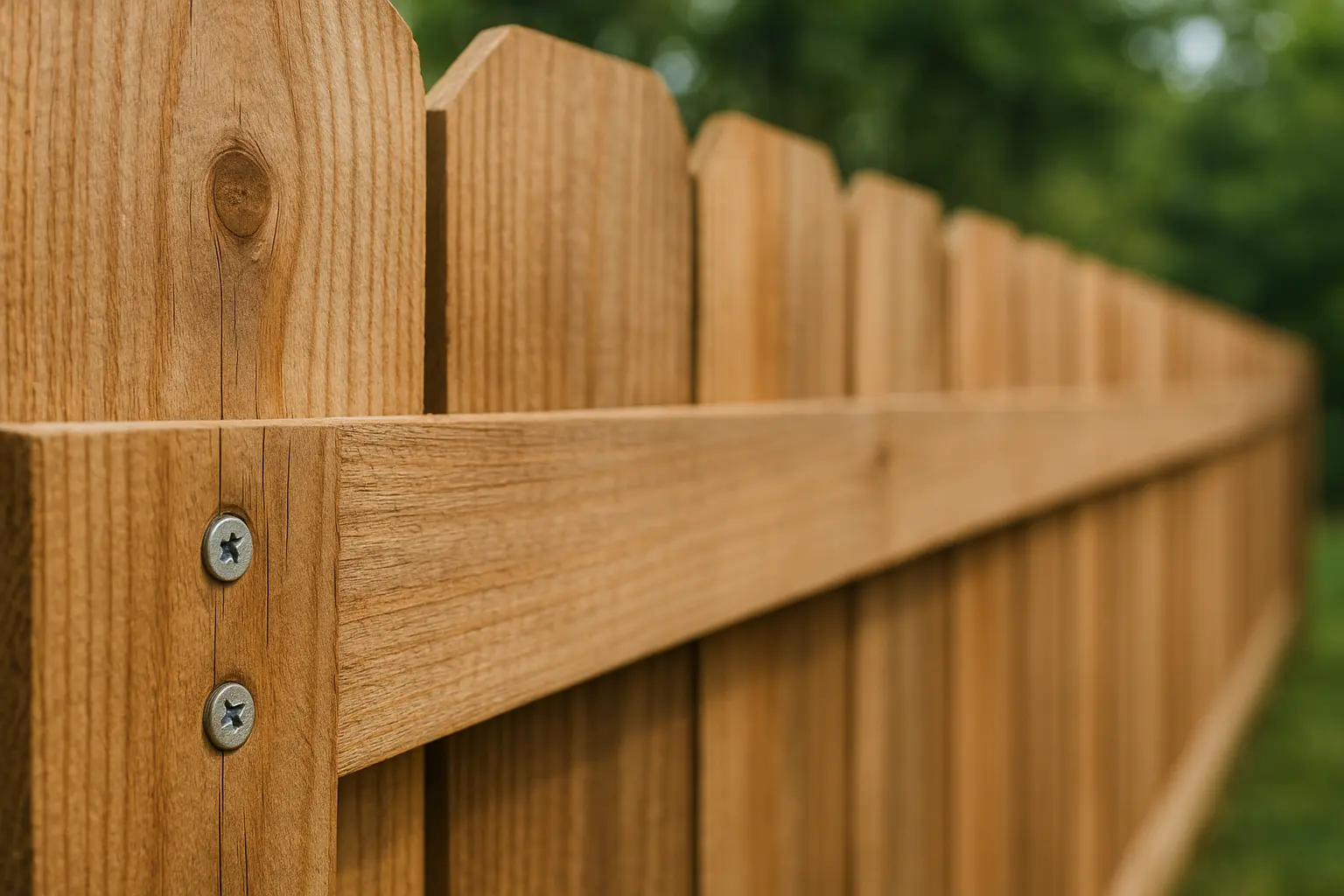 Fence construction with screws and bolts