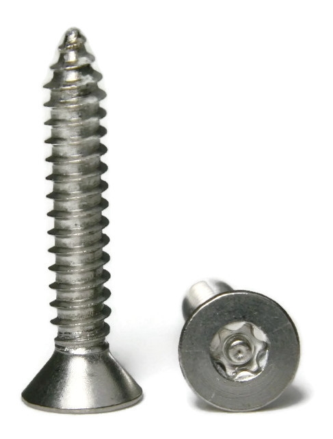 Tamper Proof Sheet Metal Screws, Star Pin-In Flat Head, Stainless Steel 18-8, (T-15 or T-20) #8
