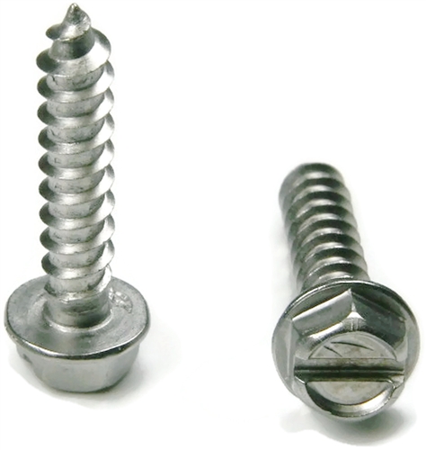 Sheet Metal Screws, Slotted Hex Washer Head, Stainless Steel 18-8, #10