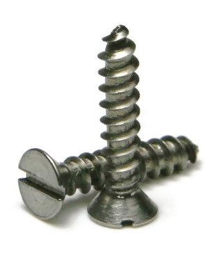 Sheet Metal Screws, Slotted Flat Head, Stainless Steel 18-8, #8