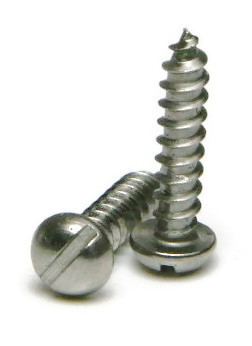 Sheet Metal Screws, Slotted Round Head, Stainless Steel 18-8, #8