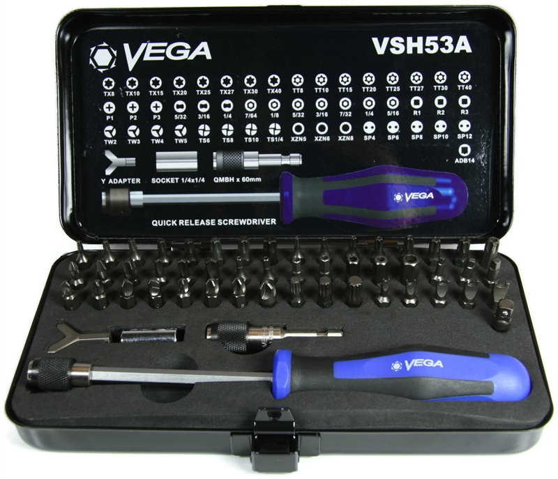 53 Piece Industrial Insert Bit and Hand Driver Set - Standard and Security - VSH53A