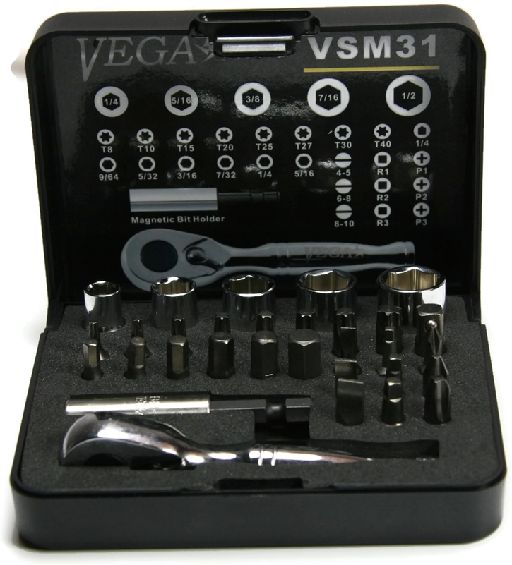 31 Piece Industrial Driver Bit, Socket and Ratchet Set - Standard - VSM31