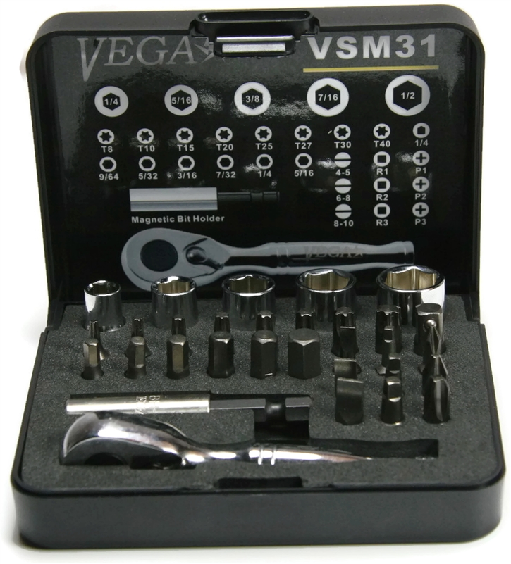 31 Piece Industrial Driver Bit, Socket and Ratchet Set - Security Tamper Proof - VSMT31