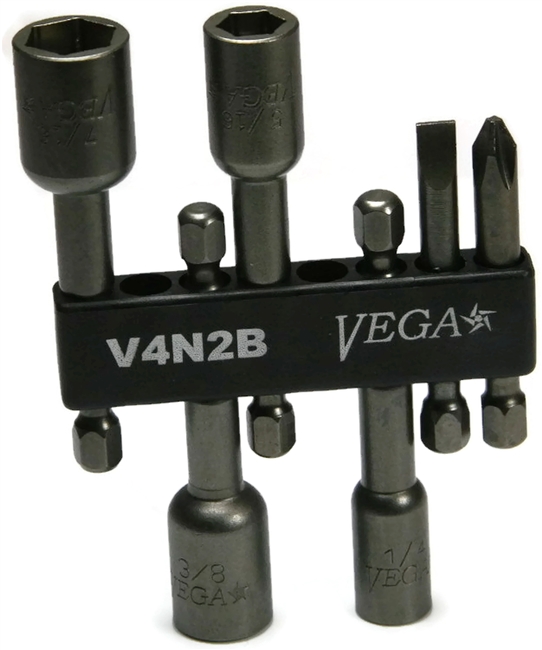 6 Piece Industrial Driver Bit and Nut Driver Set - Standard - V4N2B
