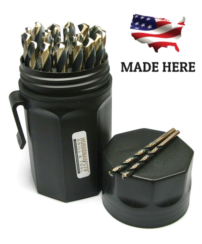 Norseman Super Premium Magnum 29 Piece 190 AG Jobber Length Drill Bit Set - Black Ultradex