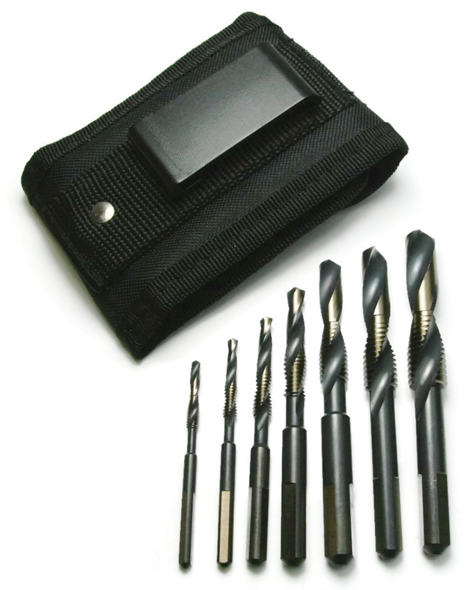 Norseman Combo Drill and Tap Bit Set - 7 Piece Set - Black and Gold Oxide