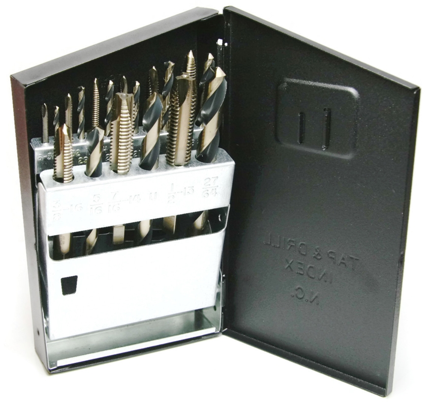 Norseman Super Premium Tap and Drill Set - 18 Piece Set - Black and Gold Oxide