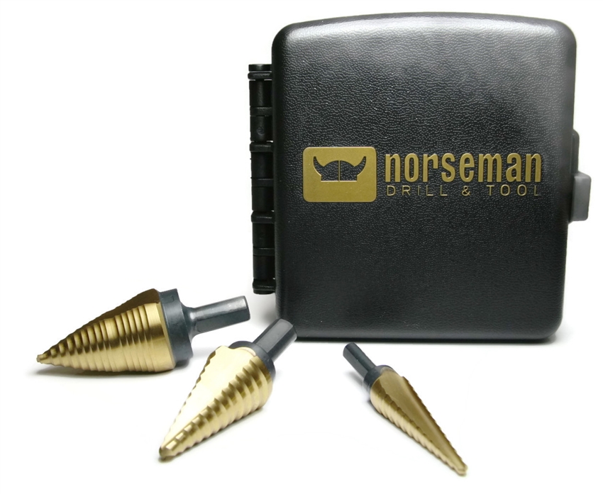Norseman Ultra Bit Multi-Diameter Step Drill Set - 3 Piece TiN (Titanium Nitride) Set