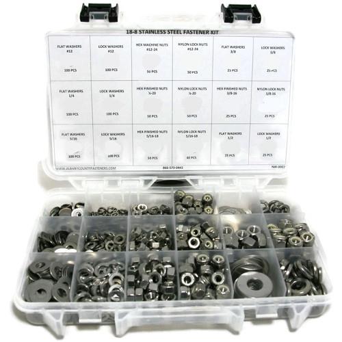 Kit Assortment, Nuts and Washers, Stainless Steel 18-8, 1041 Pieces Kit Assortment, Nuts and Washers, Stainless Steel 18-8, 1041 Pieces