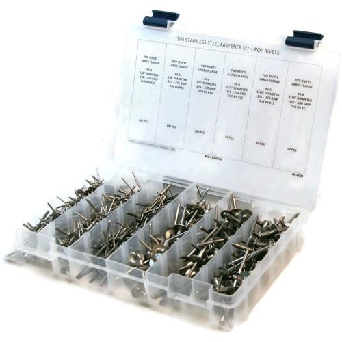 Fastenere Large Flange Stainless Steel Pop Rivets - 1/8" X 1/2" Size (4-8), Quantity 25