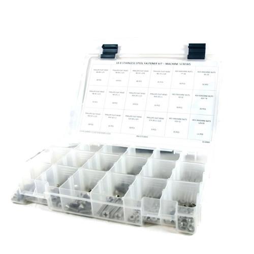Kit Assortment, Machine Screws with Nuts, Phillips Flat Head, Stainless Steel 18-8, 512 Pieces Kit Assortment, Machine Screws with Nuts, Phillips Flat Head, Stainless Steel 18-8, 512 Pieces