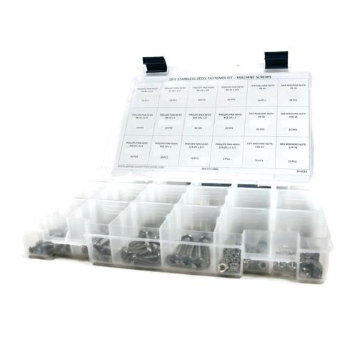 Kit Assortment, Machine Screws with Nuts, Phillips Pan Head, Stainless Steel 18-8, 496 Pieces