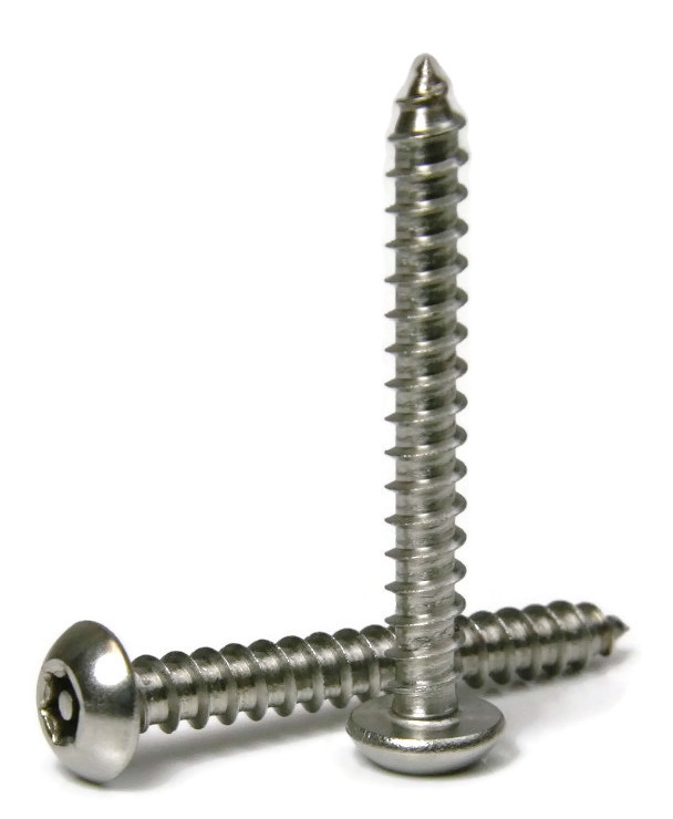 Tamper Proof Sheet Metal Screws, Star Pin-In Button Head, Stainless Steel 18-8, (T-10) #6