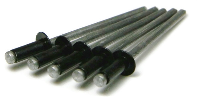 POP Rivets, Dome Head Open End, Aluminum, Black, 1/8" (#4) POP Rivets, Dome Head Open End, Aluminum, Black, 1/8" (#4)