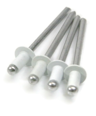 POP Rivets, Dome Head Open End, Aluminum, White 1/8" (#4)
