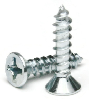 Wood Screws, Phillips Flat Head, Zinc Plated Steel, #8