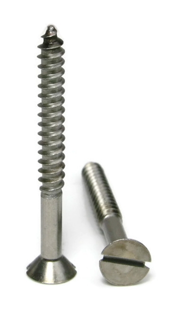 Wood Screws, Slotted Flat Head, Stainless Steel 18-8, #18
