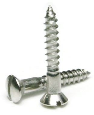 Wood Screws, Slotted Oval Head, Stainless Steel 18-8, #4-22