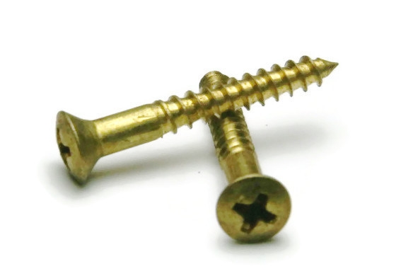 Wood Screws, Phillips Oval Head, Brass, #8-15