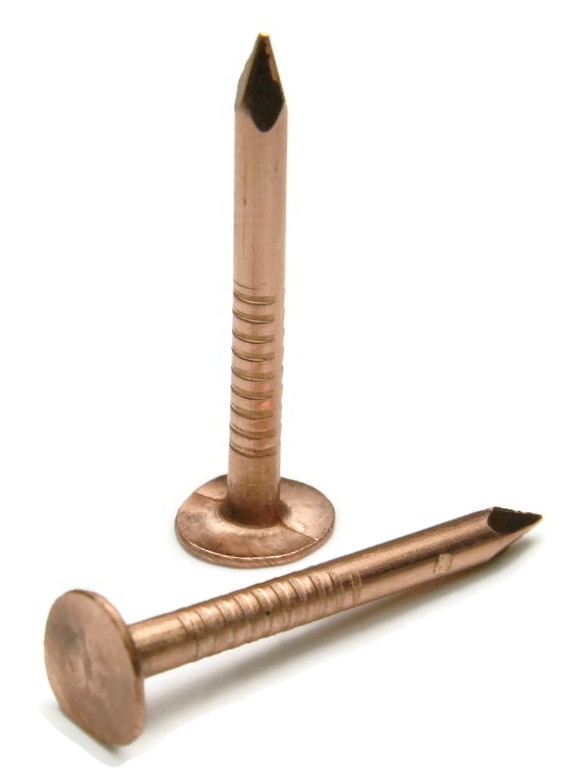 Copper Roofing Nails, Smooth Shank, 10 Gauge