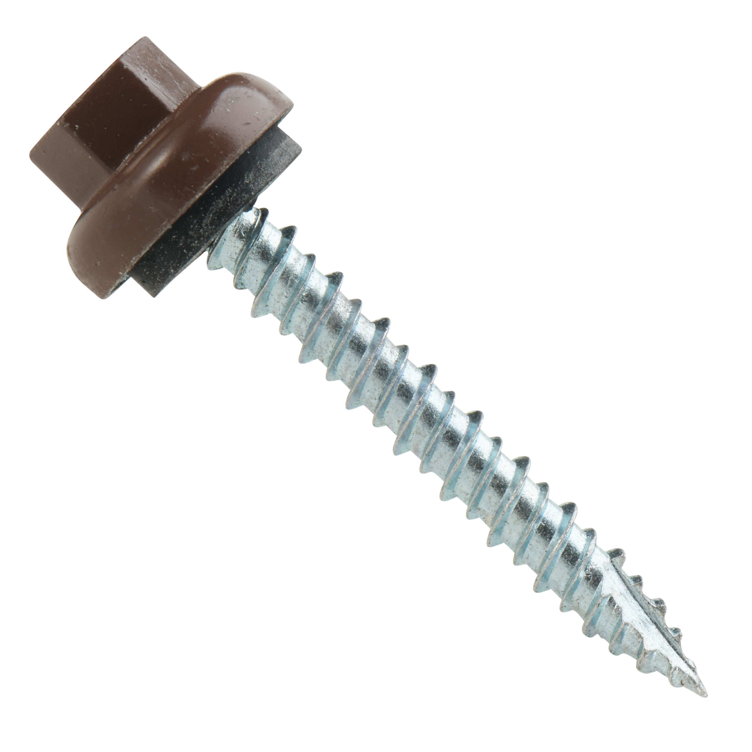 Roofing Screws, Pro-Z™, Hi-Lo Thread, Type 17 Point, Zinc Plated Steel, Brown,, #10