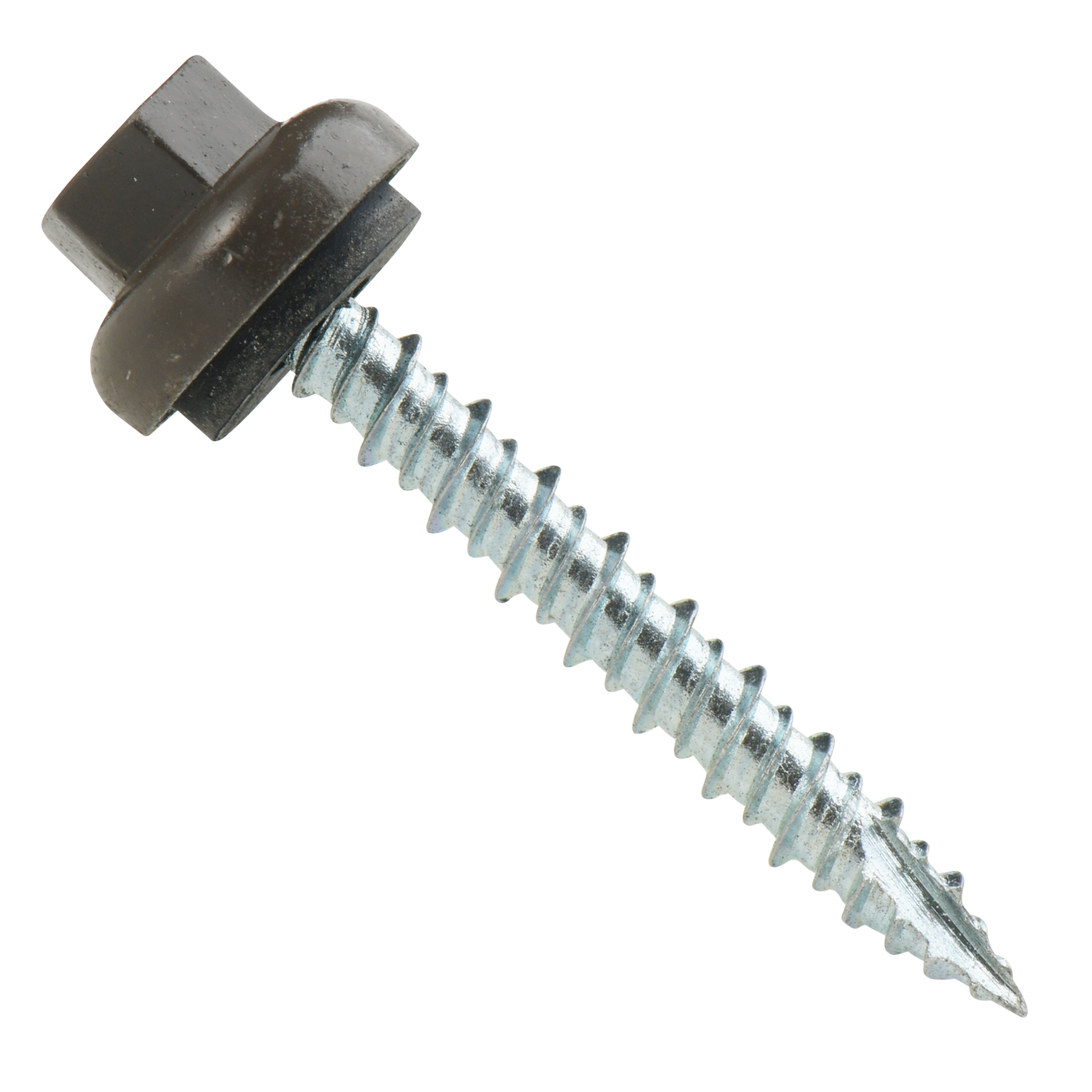 Roofing Screws, Pro-Z™, Hi-Lo Thread, Type 17 Point, Zinc Plated Steel, Bronze, #10