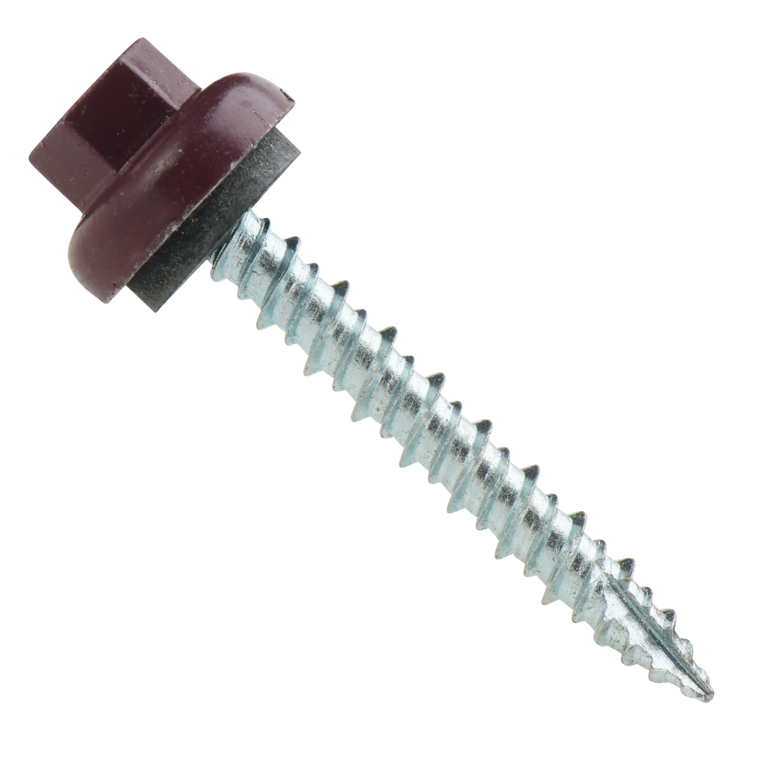 Roofing Screws, Pro-Z™, Hi-Lo Thread, Type 17 Point, Zinc Plated Steel, Burgundy, #10