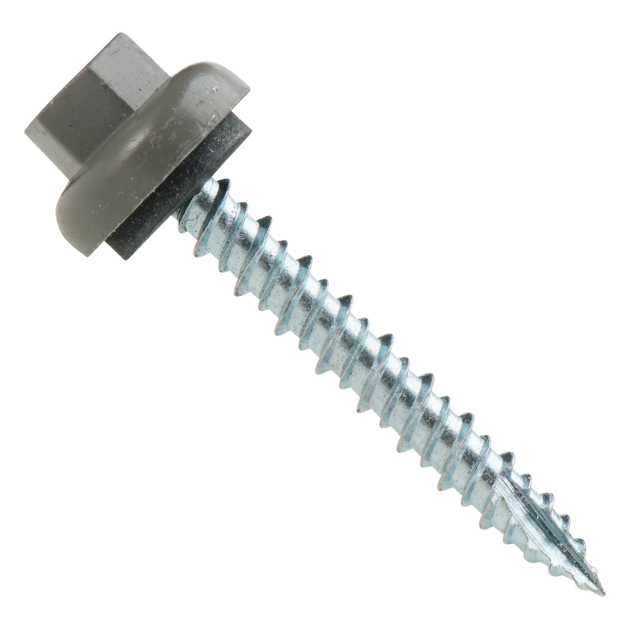 Roofing Screws, Pro-Z™, Hi-Lo Thread, Type 17 Point, Zinc Plated Steel, Charcoal, #10