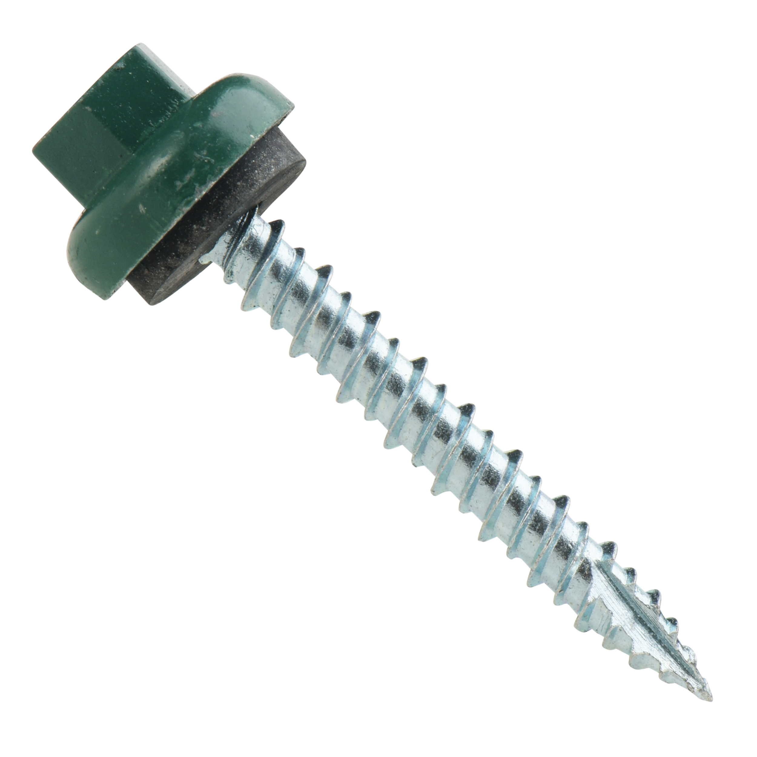 Roofing Screws, Pro-Z™, Hi-Lo Thread, Type 17 Point, Zinc Plated Steel, Forest Green, #10