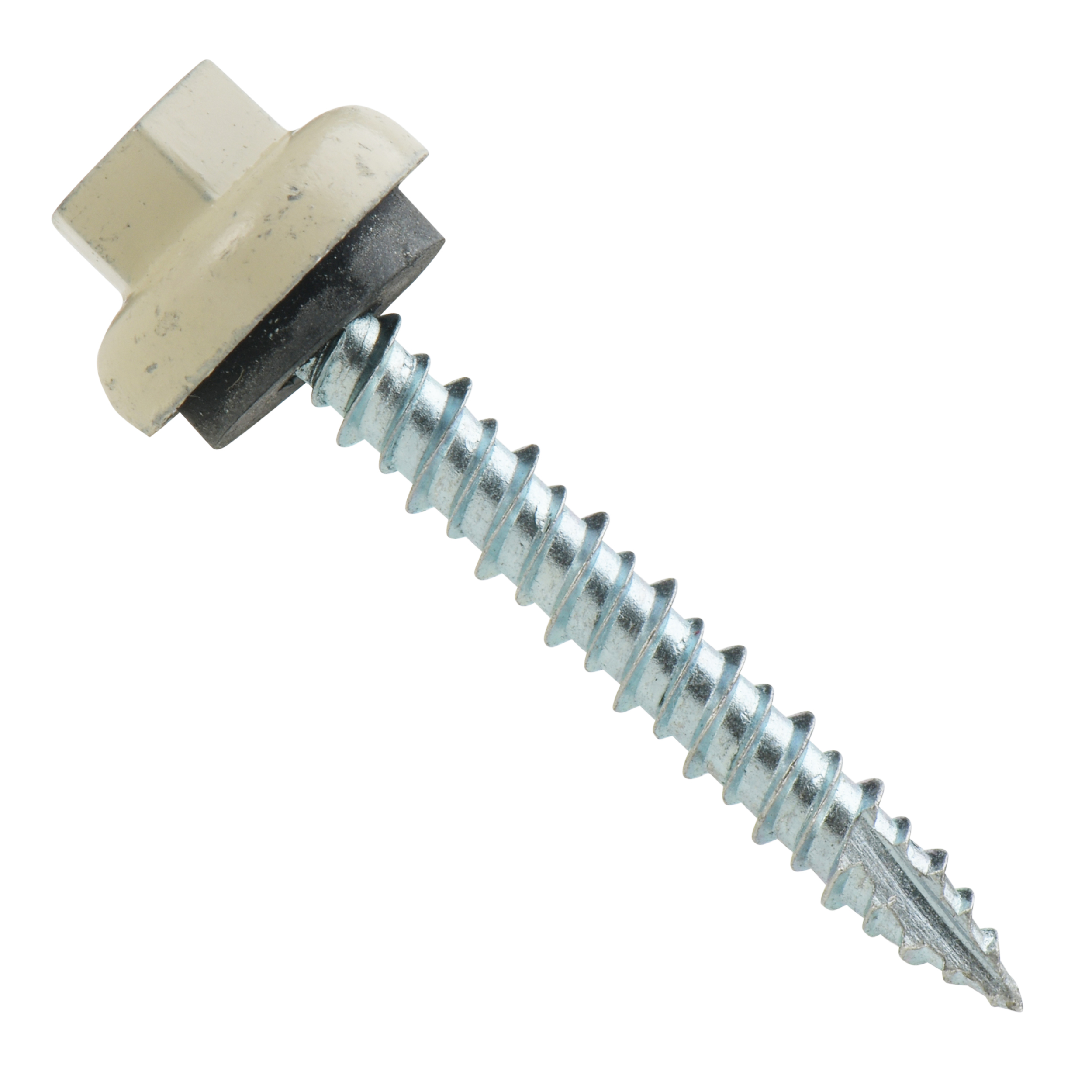 Roofing Screws, Pro-Z™, Hi-Lo Thread, Type 17 Point, Zinc Plated Steel, Ivory, #10