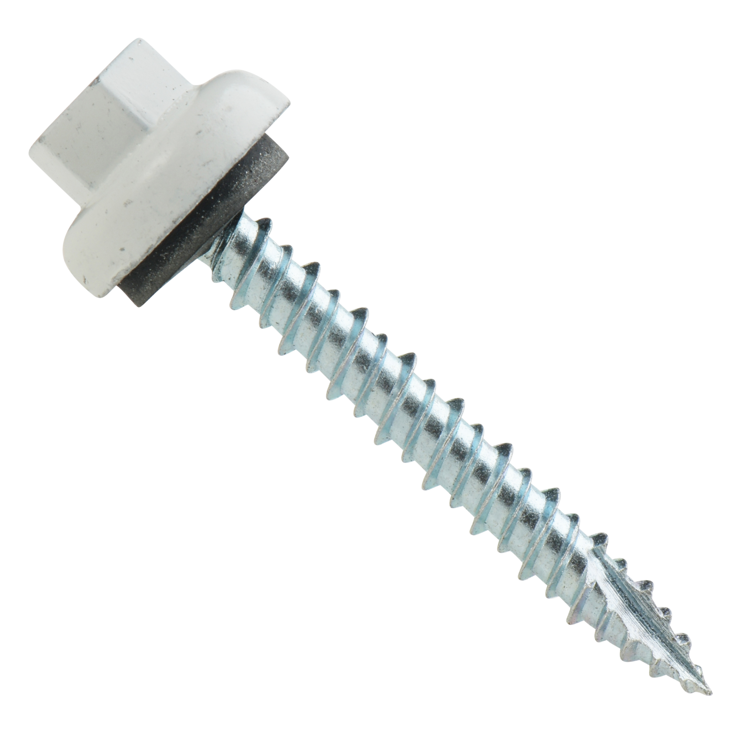 Roofing Screws, Pro-Z™, Hi-Lo Thread, Type 17 Point, Zinc Plated Steel, White, #10