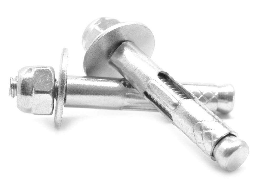 Sleeve Anchors, Acorn Head, Zinc Plated Steel, 1/4"