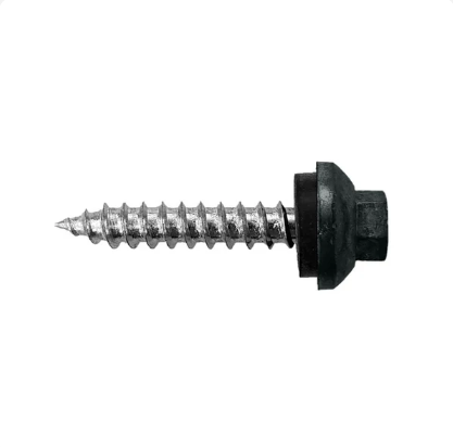 Roofing Screws, Pro-Z™ Stitch, Sharp Point, Zinc Plated Steel, Black, #12