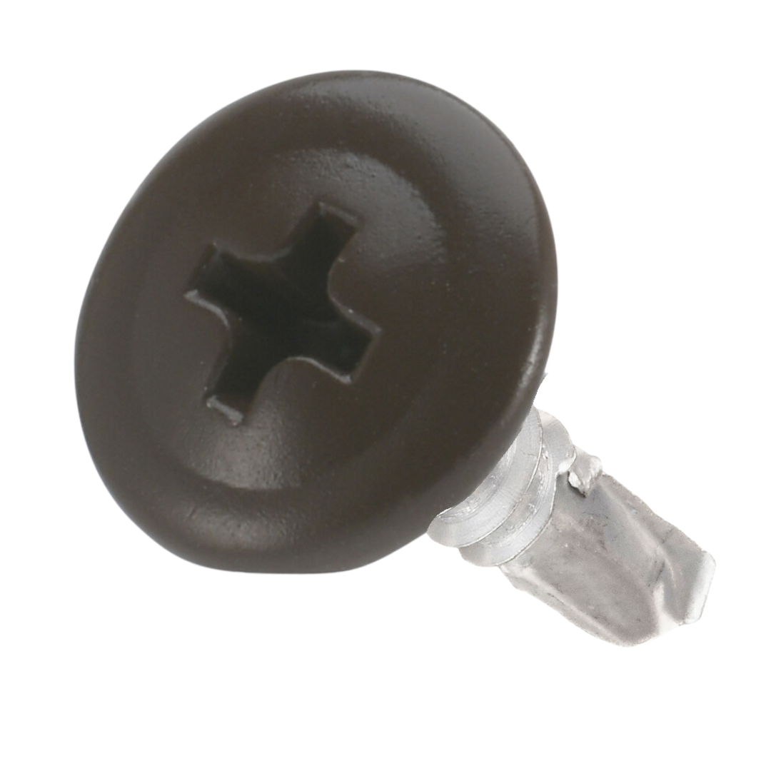 #8 Zinc Plated Phillips Wafer Head Self Drilling Screw - Brown