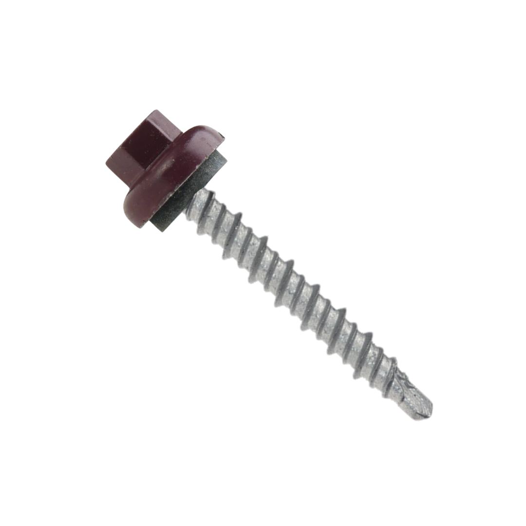 Roofing Screws, Pro-Z™, Hi-Lo Mini-Driller, Burgundy, #10