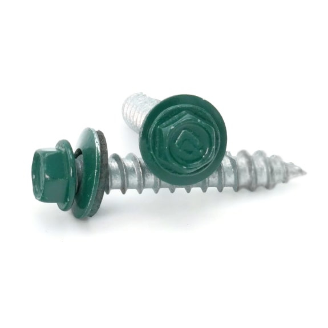 Roofing Screws, FastGrip™, Sharp Point, Stainless Steel 18-8, Forest Green, #9 Roofing Screws, FastGrip™, Sharp Point, Stainless Steel 18-8, Forest Green, #9