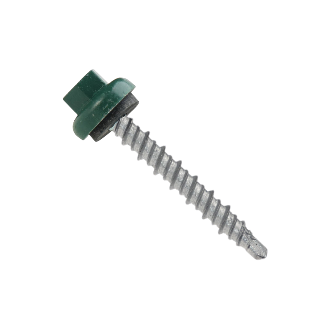 Roofing Screws, Pro-Z™, Hi-Lo Mini-Driller, Forest Green, #10