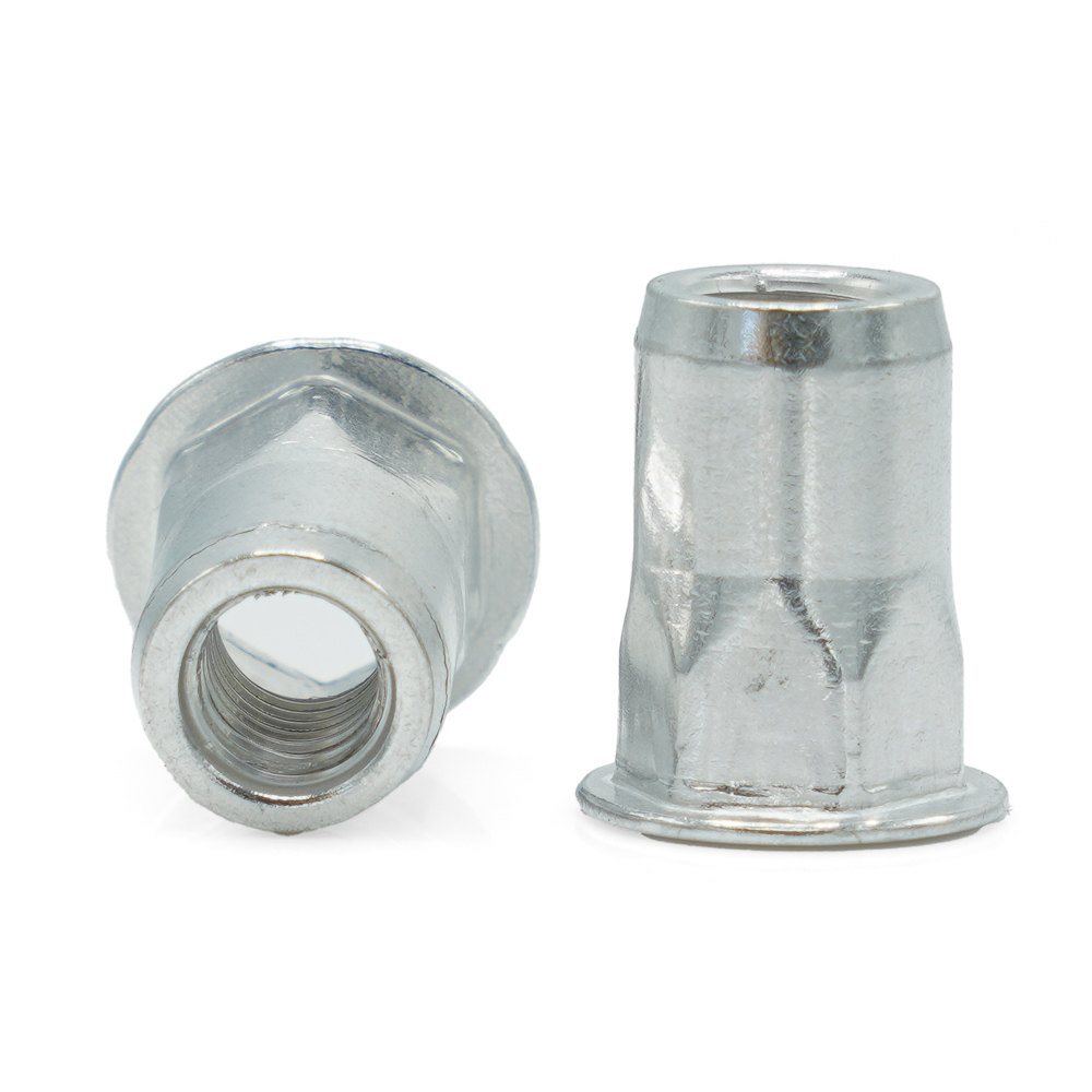 Rivet Nuts, Thinwall Half Hex, Low Profile Head, Aluminium