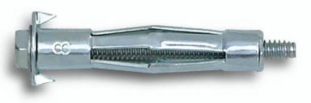 Hollow Wall Anchors, Slotted Hex Head, Zinc Plated Steel, 1/8"